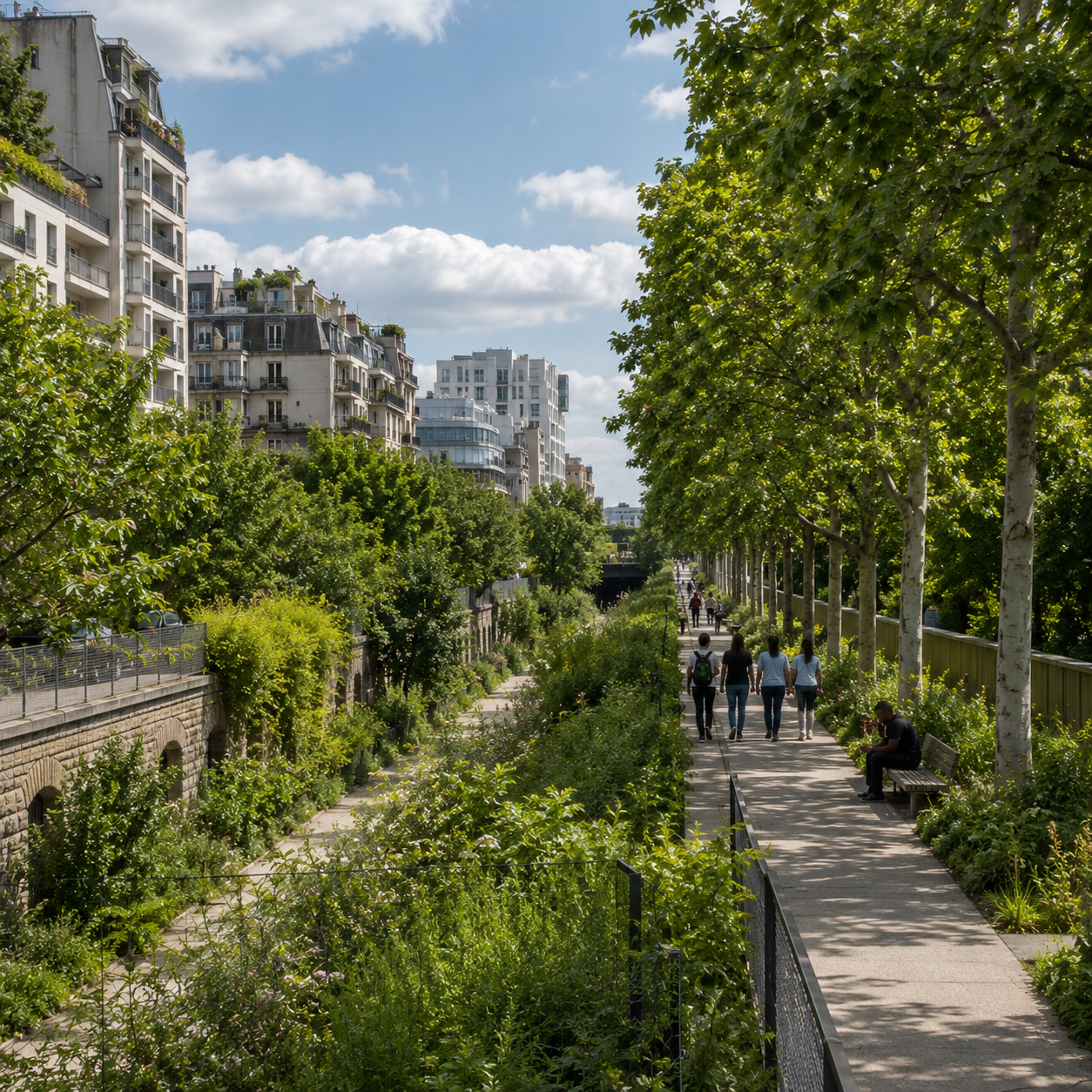 La Coulée verte René-Dumont, qui longe la rue de la Gare de Reuilly dans le 12e arrondissement